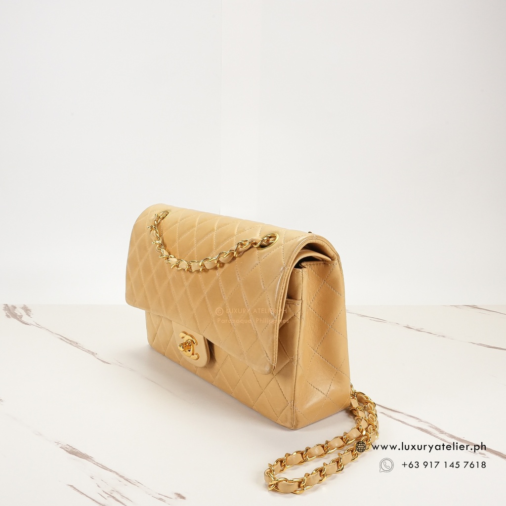 Chanel Vintage Double Flap 24k Dark Beige Luxury Atelier.Ph